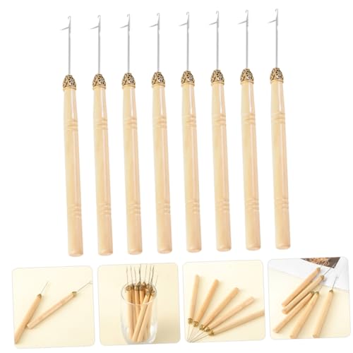 TEHAUX 8 Unidades Agulha crochê com cabo madeira agulha cabelo metal agulha crochê para cabelo agulh