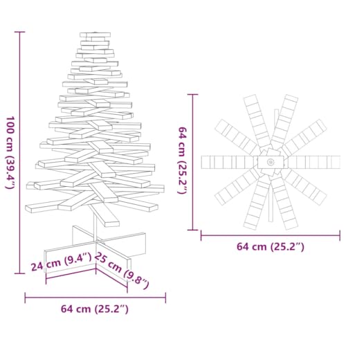 vidaXL 木製クリスマスツリー デコレーション用 100cm パイン無垢材, 木製ツリー, 木製クリスマスデコレーション, ツリー木製デコレーション, 木製デコレーションツリー, 木工クリスマスツリー, クリスマス木製ツリー, 無垢材クリスマスツリー, クリスマスオーナメント [3]