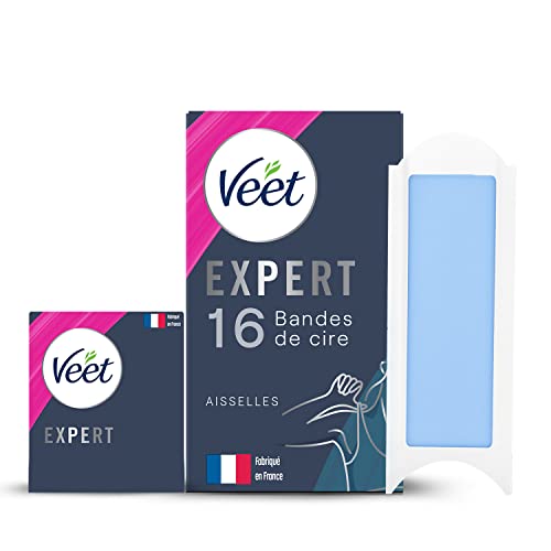 Veet Expert – 16 tiras de cera fría para axilas – piel sensible – procesamiento perfecto – depilación duradera