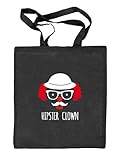  Shirtstreet24, Fasching - Hipster Clown, Kostüm Karneval Natur Stoffbeutel Jute Tasche (ONE SIZE), Größe: onesize,schwarz natur