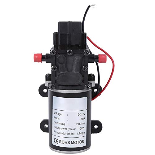 Intelligent Diaphragm Pump High Pressure DC12V 120W Water Pump 7L min 10mm Right Water Outlet Industrial Water Pressure Pump (12V motor)