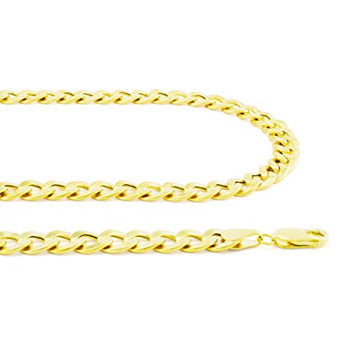 Nuragold 10K Yellow Gold 5.5Mm Cuban Curb Link Chain Pendant Necklace, Mens Womens Lobster Clasp 18" 20" 22" 24" 26" 28" 30" - Real Gold Jewelry #TOP7