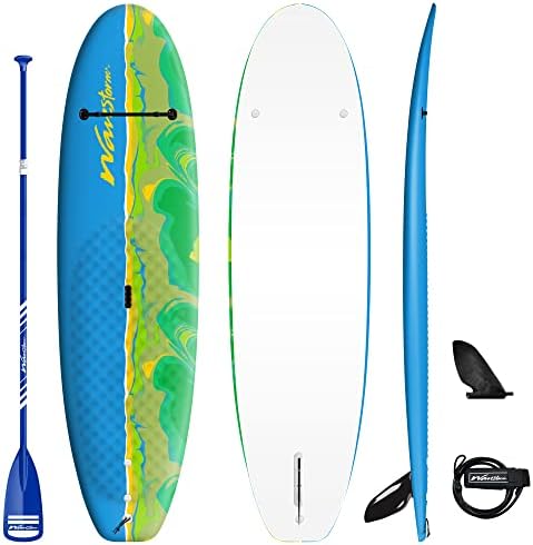 WAVESTORM 8ft Junior Stand Up Paddleboard | Superior Foam Construction with Stringers | Accessories Included Adjustable Paddle Leash and Removable fin| Carry Handle | Sized for Youth