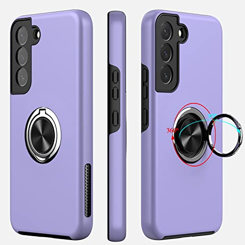 Mmhuo For Galaxy S21 Case,Dual Layer Military Grade Drop Protection Slim Samsung S21 Kickstand Case With Hidden Ring Holder Shockproof Protective Phone Case For Samsung Galaxy S21 5G,Purple #TOP1