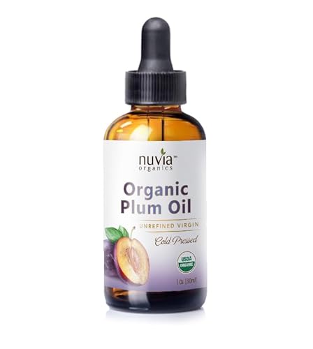 Nuvia Organics Plum Oil - USDA Certified Organic, Cold Pressed, Unrefined (Virgin); 1oz