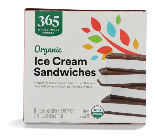 365 by Whole Foods Market, Ice Cream Sandwiches Organic 6 Count, 21.9 Fl Oz