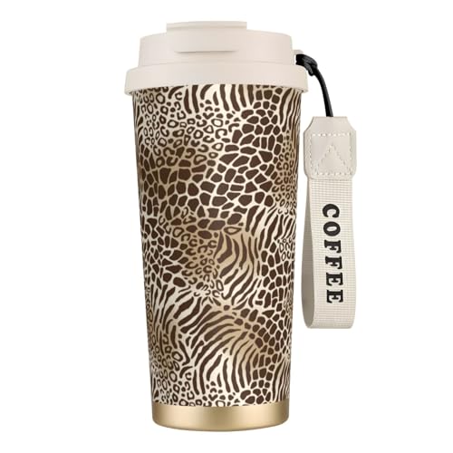 タンブラー ヒョウ柄 レオパード柄 マグボトル コーヒーカップ 水筒 保温 保冷 ウォーターボトル 蓋付き ストロー付き 直飲み おしゃれ プレゼント