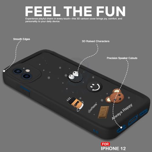 Image of AESTMO Back Case Cover for iPhone 12 /12 Pro Back Cover | Cute Fun Cartoon 3D Ball | Coffee Silicone Case | Full Body Protection | Camera Protection Back Cover for iPhone 12 /12 Pro (Black)
