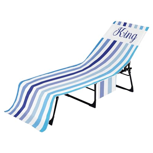 Asciugamano per sedia da spiaggia – Rivestimento per sedia a sdraio, rivestimento per poltrona a righe, in microfibra con tasche laterali, morbido e ad asciugatura rapida