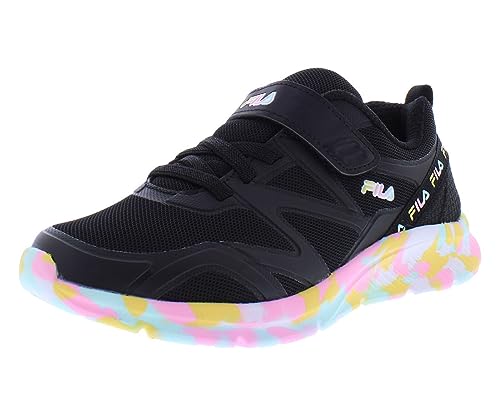 Fila Galaxia 5 Strap Mashup Girls Shoes Size 13, Color: Black/Pink/Blue-Black