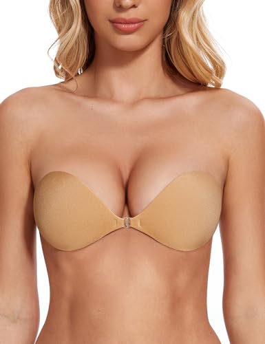 Image of Wingslove Adhesive Bra Reusable Strapless Self Silicone Push-up Invisible Sticky Bras for Backless Dress