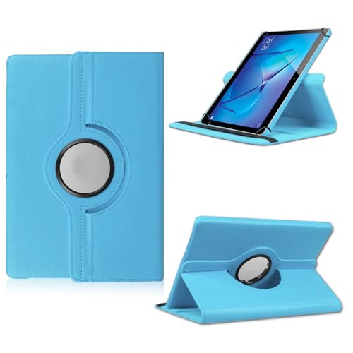 Schutzhülle passend für CSL Panther Tab 10 Tablet Alle 10-10,1-11 Zoll Geräten Hülle Tasche mit Standfunktion 360 Grad Tablethülle Schutz Cover 360° drehbar Türkis Hellblau