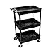 Luxor STC111 40.5" Automotive Utility Cart with 3 Shelves, Black