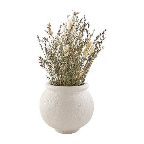 Mud Pie Paper Mache White Vase, Pot, 7" X 7.73" Dia #TOP1