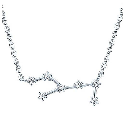 MicVivien Collar de plata de ley 925 para mujer con colgante de constelación, signo del zodiaco, 12 horóscopo, astrología, estrella collar con pendientes