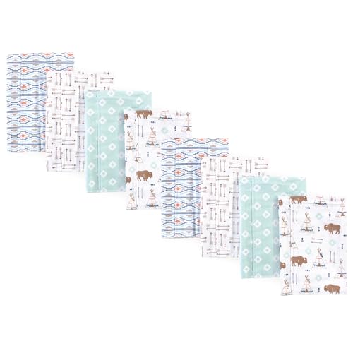 Image of Hudson Baby Cotton Poly Flannel Burp Cloths Multipack, Teepee 8-Pack, One Size