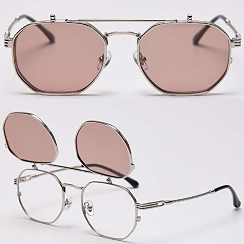 kachawoo Metal Flip Up Sunglasses Polarized UV400 Square Optical Glasses Frame Summer3