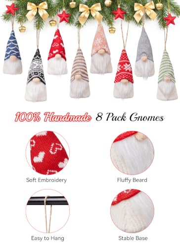 Brightown New 8 Pack Christmas Gnomes Ornaments with Warm LED Lights - Image 4