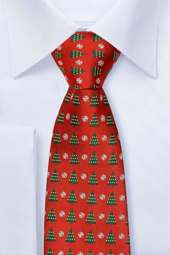 Retreez Christmas Tree and Snowflakes Woven Boy's Tie - 8-10 years3