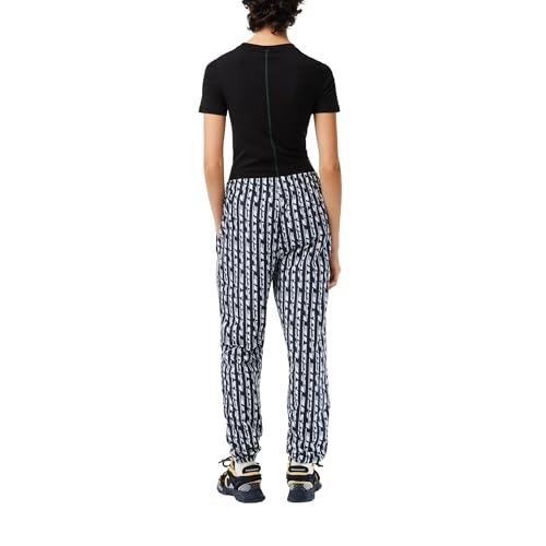 Lacoste Women's Track Pants with Logo Print, Black/Blue Night/White, 36 by Lacoste - Image 2