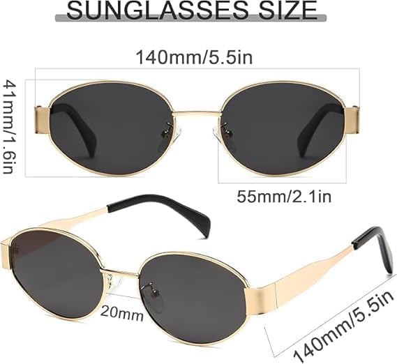 Image of FAVELA Retro Oval Sunglasses for Women & Men | Trendy Metal Sun Glasses Classic Shades | UV400 Protection Retro Oval Sunglasses Vintage Style.