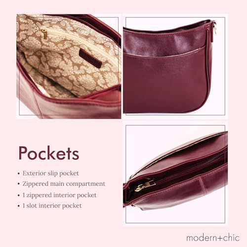 Image of Modern+Chic Crossbody Bags for Women - Marissa Saddle Crossbody, Vegan Leather Shoulder or Handbag with Two Adjustable Straps