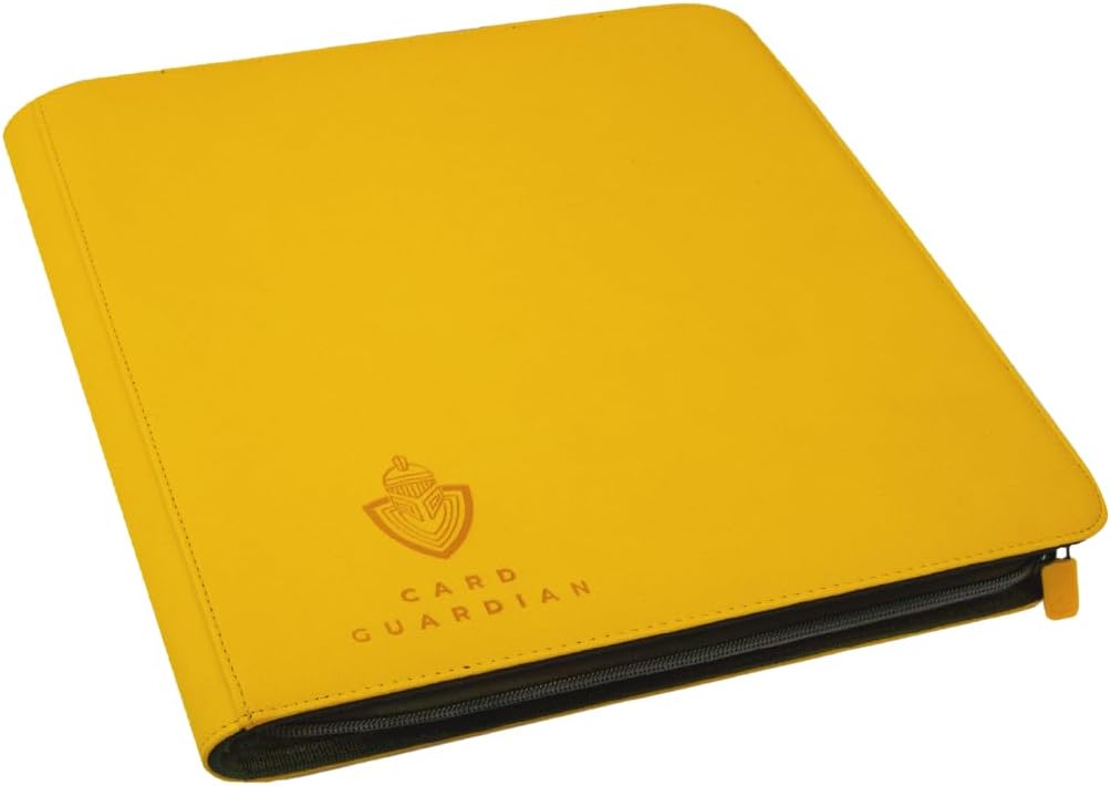 Card Guardian - 12 Pocket Premium Binder with Zipper for 480 Cards - Side Loading Pockets for Trading Card Games TCG (Yellow)