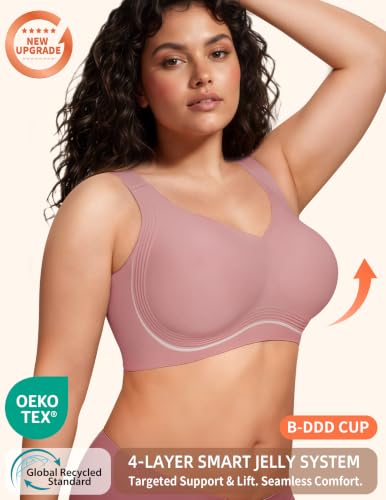Image of PoseFree Jelly Bras for Women No Underwire, Supportive Wireless Comfort Bra, Full Coverage Back Smoothing Bra