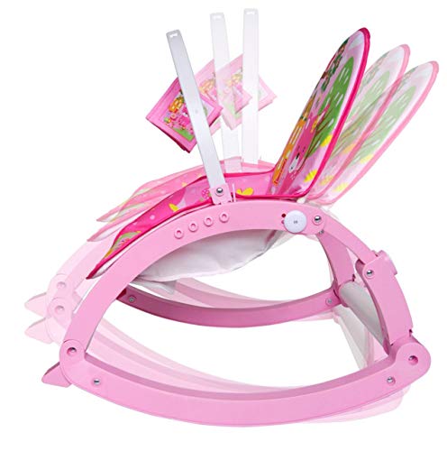 Cadeira de descanso vibratória musical com bandeja removível Rosa até 11kgs