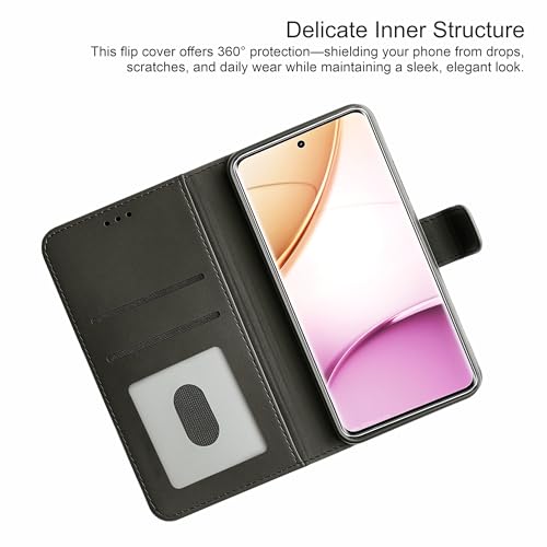 Image of AIBEX Shock Proof Flip Compatible for Motorola G45 5G / Motorola G34 5G Flip Cover Leather Finish | Inside TPU with Card Pockets | Wallet Stand | Complete Protection Flip Case - Black
