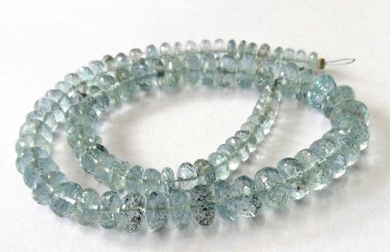 Perles moss aquamarine AAA+++ facettées de 6-8mm pour bijoux haut de gamme