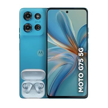 Smartphone Motorola Moto g75 5G + Moto Buds 256GB 16GB Ram Boost 50MP Sony Camera com AI Ultrarresistencia militar - Azul - Vegan Leather