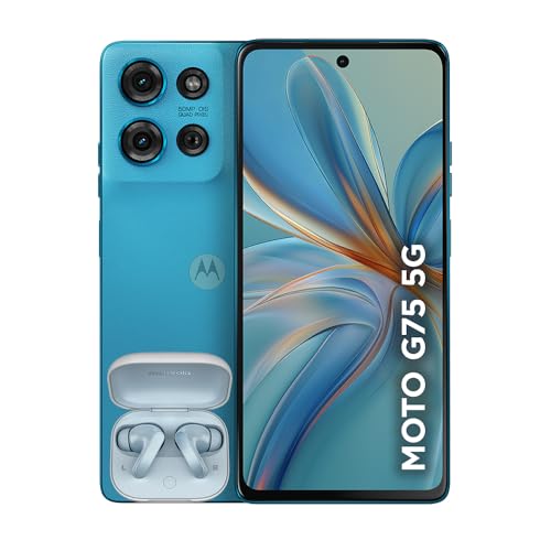 Smartphone Motorola Moto g75 5G + Moto Buds 256GB 16GB Ram Boost 50MP Sony Camera com AI Ultrarresistencia militar - Azul - Vegan Leather