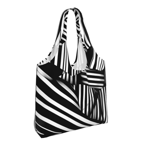 Black and white geometric lines Printed Shoulder Bag - Suitable for sturdy canvas bags, shopping bags2
