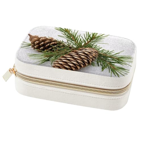 Boîte à bijoux portable en feuilles de pin avec compartiments de protection pour boucles