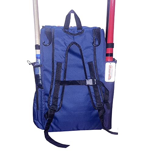 Psg Baseball Bat Bag - Softball Equipment's With Inside & Outside Pockets For Professional Players, Youth-Kids-Adults In Cardura 600D Polyester, Navy Blue And Dark Blue With Sublimated Usa Flag And Logo - 24 X 12 X 8 -Inches / 15 Oz #TOP2