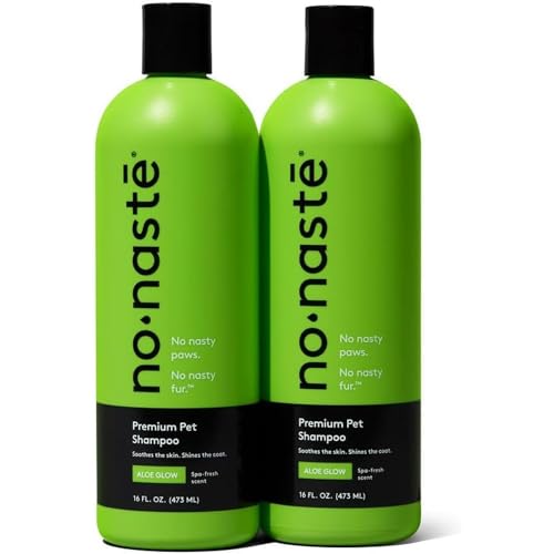 Nonaste Aloe Glow Premium Dog Shampoo (16 Oz, Pack of 2) – Deep-Clean & Odor-Neutralizing Dog Wash with USDA Certified Organic Aloe & Oatmeal | for Sensitive Skin, Soft Shiny Coat, Light Fresh Scent