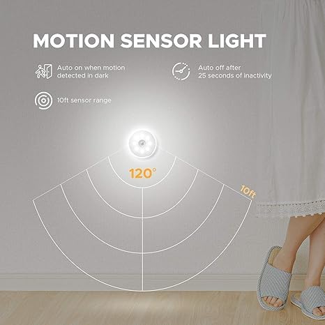 Image of ECOBSY Motion Sensor Light for Home Indoor Outdoor, Rechargeable Adhesive Led Night Light for Kitchen Cabinet Cupboard Stairs Wardrobe, Battery Operated, Automatic On Off (Round - Cool White, 3)
