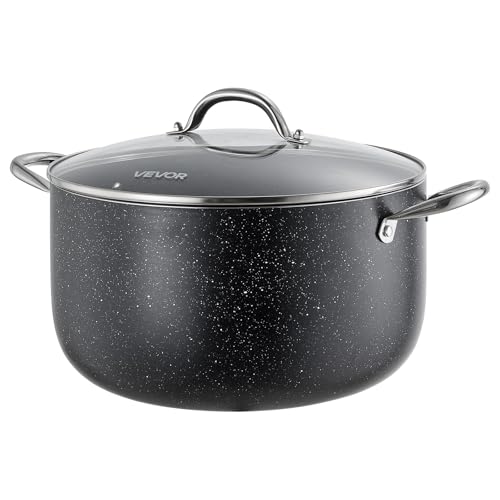 VEVOR Aluminum Stock Pot, 12-Quart Nonstick Ceramic Coated Pot with Glass Lid, PFOA-Free, PFAS-Free, Compatible with Gas Stoves, Induction Cooktops, Electric Stoves, for Soups, Stews, and Pasta by VEVOR - Image 3
