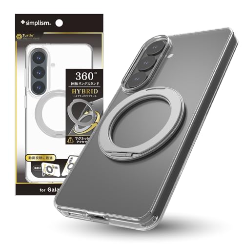 Simplism �V���v���Y�� GalaxyS26�p [Turtle MagStand] �}�O�l�b�g�z�����A�N�Z�T���[�Ή� �����O�X�^���h�t���n�C�u���b�h�N���A�P�[�X TR-GA26S-TTMSS-CLSV