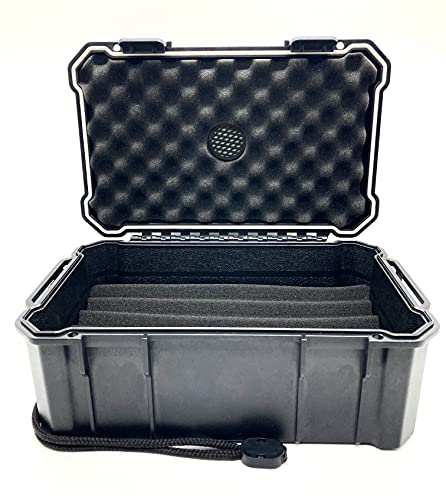 Elevate Bar Co.™ Travel Humidor Cigar Carrying Case - 15- Count- Waterproof, Crushproof, Airtight Seal, Durable Black Portable Case #TOP1