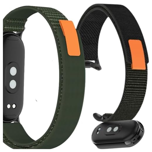Pulseira Smartband MI Band 8 de Nylon Trançado Trilha Fecho em Velcro Cor Preto com Detalhes em Laranja