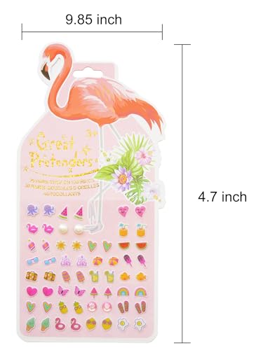 Image of koutey Stick On Earrings - Girls 3D Unicorn Sticker Earrings Self-Adhesive Glitter Craft Gem Stickers (Flamingo)