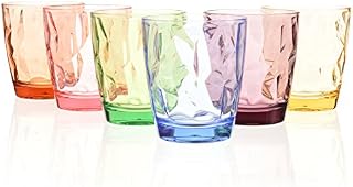 Acrylic Drinking Glasses Set Colored Plastic Tumblers Cups Glassware for Kids Unbreakable Restaurant