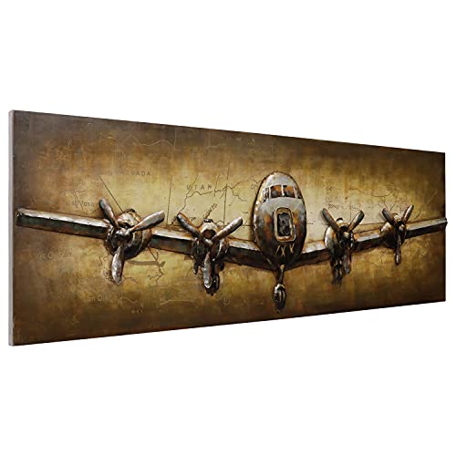 Empire Art Direct Metal Airplane Hand Painted Primo Mixed Media Iron Sculpture,3D Wall Art, Ready to Hang,Living Room, Bedroom ＆ Office, 72 in x 24 in, Brown,Tan by Empire Art Direct - Image 2