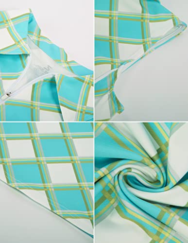 Jack Smith Womens Golf Polo Shirts Half Zip Sleeveless Sport Shirt Workout Tops Athletic Equestrian Green Plaid Xx-Large #TOP4