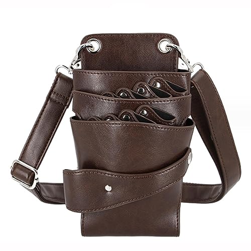 SweAtz Cinturón de Bolsa de Tijera, Bolsa de Tijera de Peluquero Funda de Tijera de peluquería de Cuero de Vaca con Correa Ajustable Titular de Tijeras de Estilista Herramientas Bolsa de Cintura
