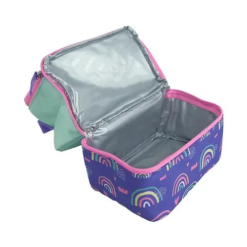 Lancheira Thermos térmica infantil com isolamento estampada arco iris lanche