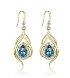 LGIVO14K Gold Teardrop Earrings Blue Crystal Chandelier Dangle Earrings Jewelry Gifts for Women
