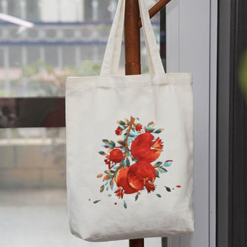 Image of Canvas Tote Bag Embroidery Kit, Embroidery Kits for Beginners, Arts and DIY Crafts Embroidery Starter kit, Include Stamped Embroidery Bag, Threads, Embroidery Tools (Beige Bag with Pomegranate)